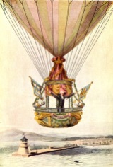 James Sadler in his hot air balloon above Dubliln lighthouse, 1810