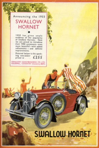Swallow Hornet car advertisement, 1933