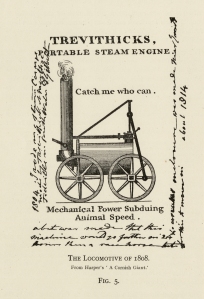 Trevithick's portable steam engine of 1808, "Catch me who can"